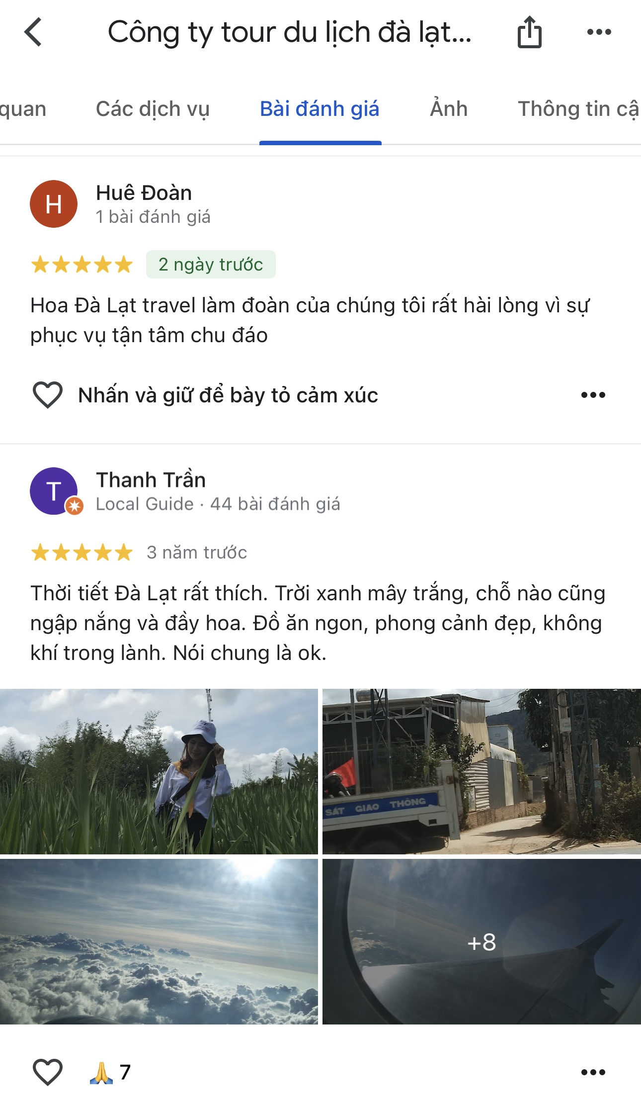 cảm nhận vể Hoa Dalat Travel của khách hàng